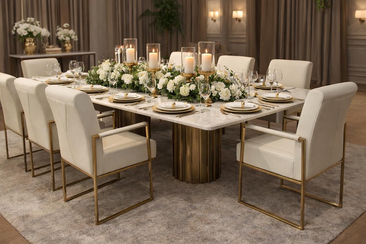 Royal Gold Luxury Dining Set (8 Seater)