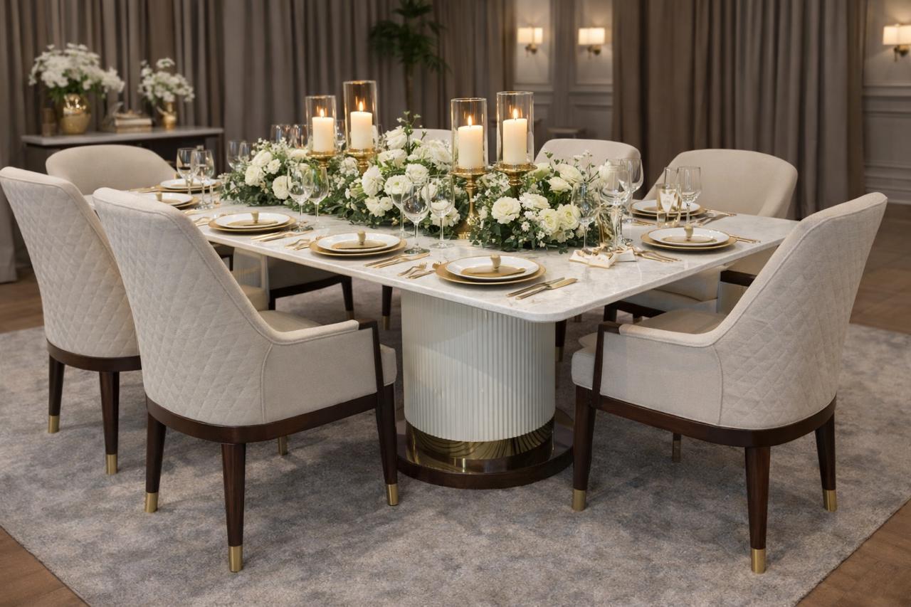 Elite Quilted Luxury Dining Set (6 Seater)