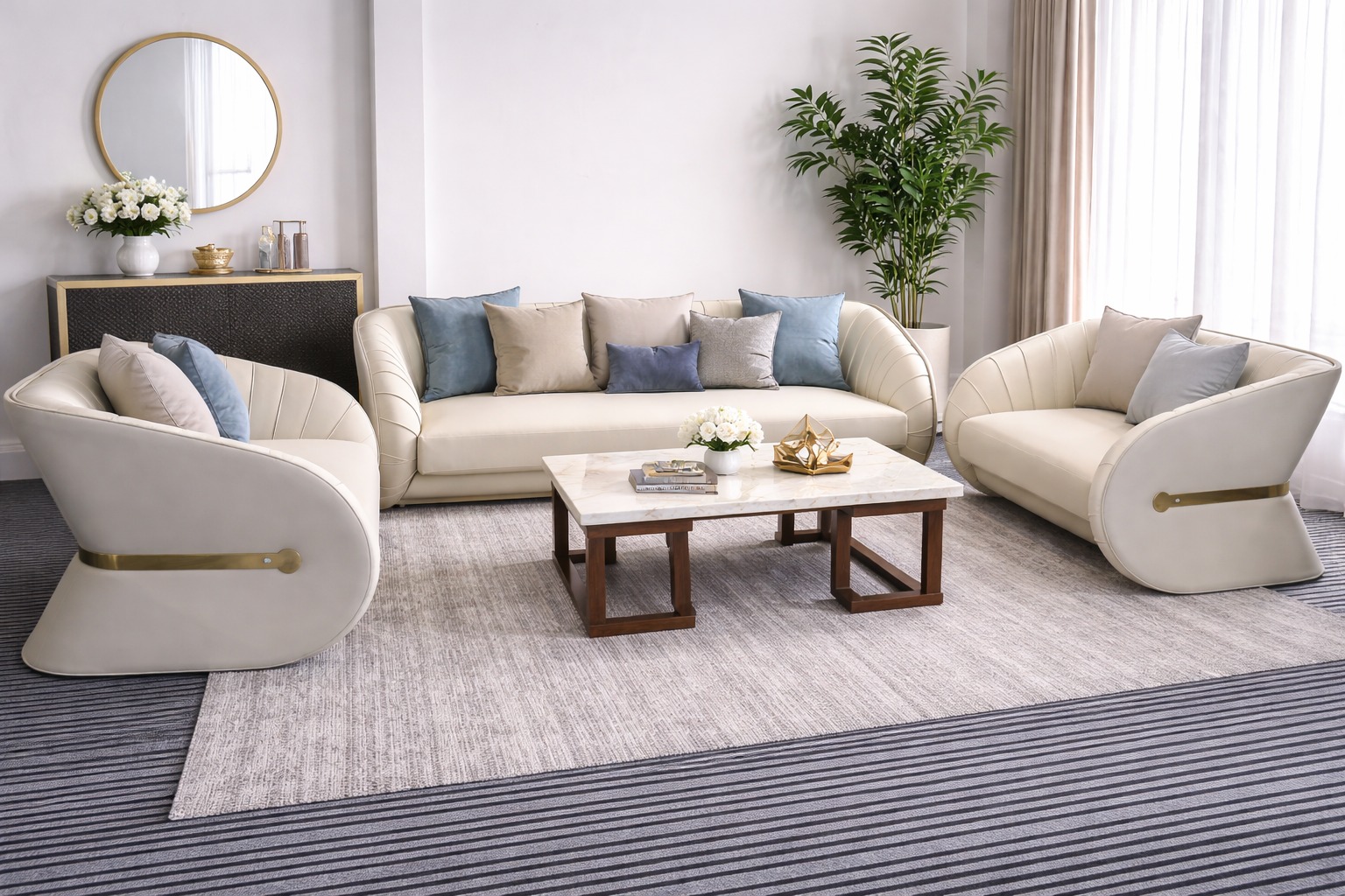 Modern Curved Luxury 7-Seater Sofa Set