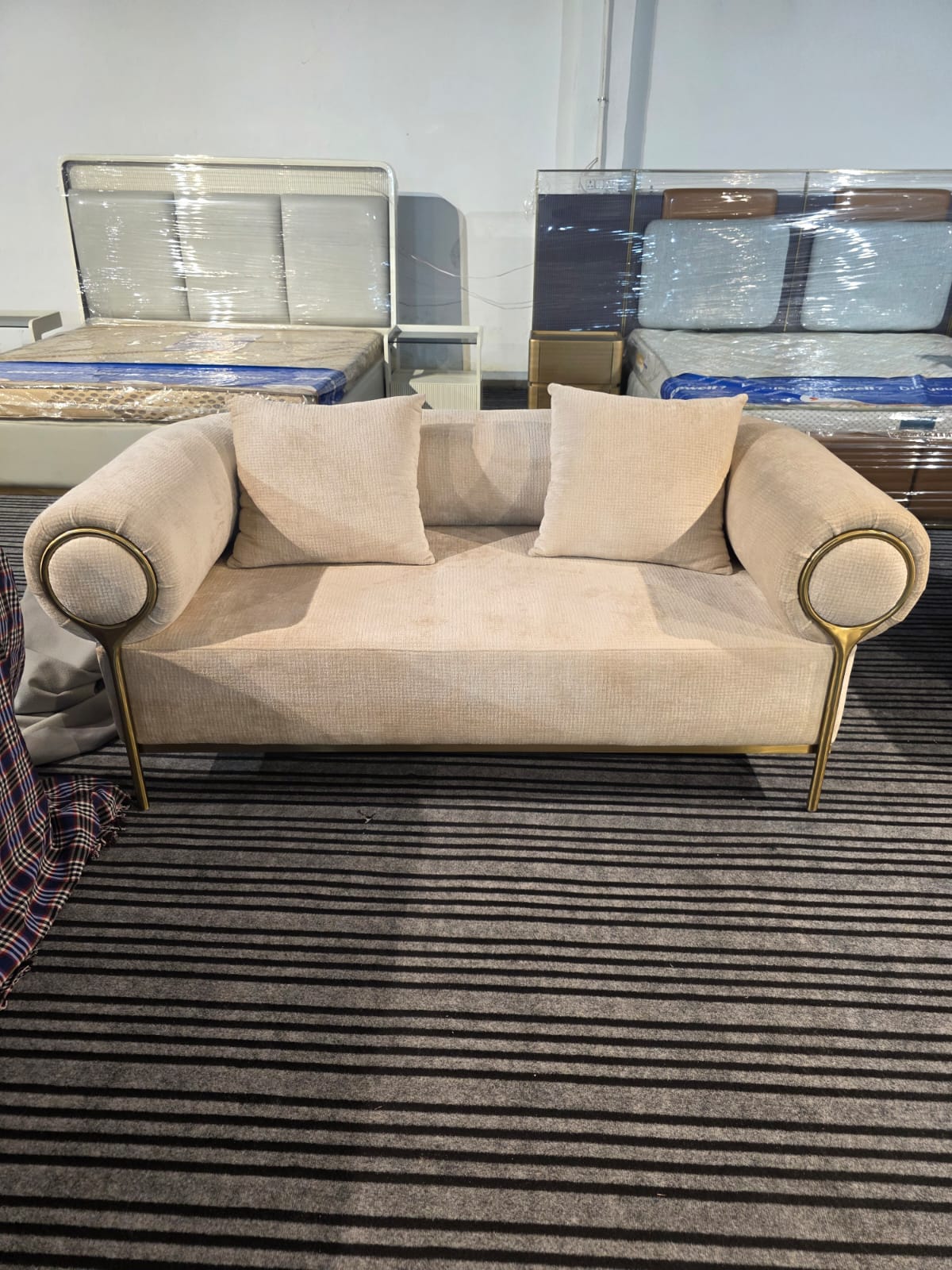 Luxury Gold Accent 2-Seater Sofa
