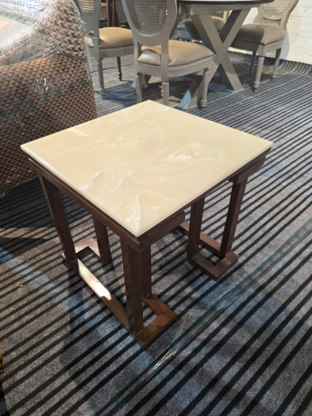 Elegant Square Side Table with Marble Top